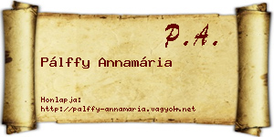 Pálffy Annamária névjegykártya